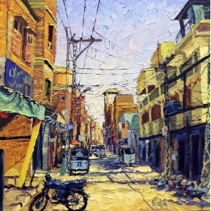 Saba Qayoom Leghari, Islamabad Hyderabad, 18 x 18 Inch, Oil on Canvas, Citycape Painting, AC-SQL-025